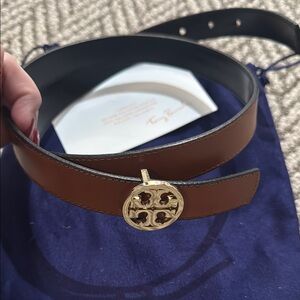 Tory Burch Reversible Brown Leather Belt 1”